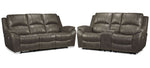 Wesley Dual Power Reclining Sofa and Dual Power Reclining Loveseat with Console - Granite