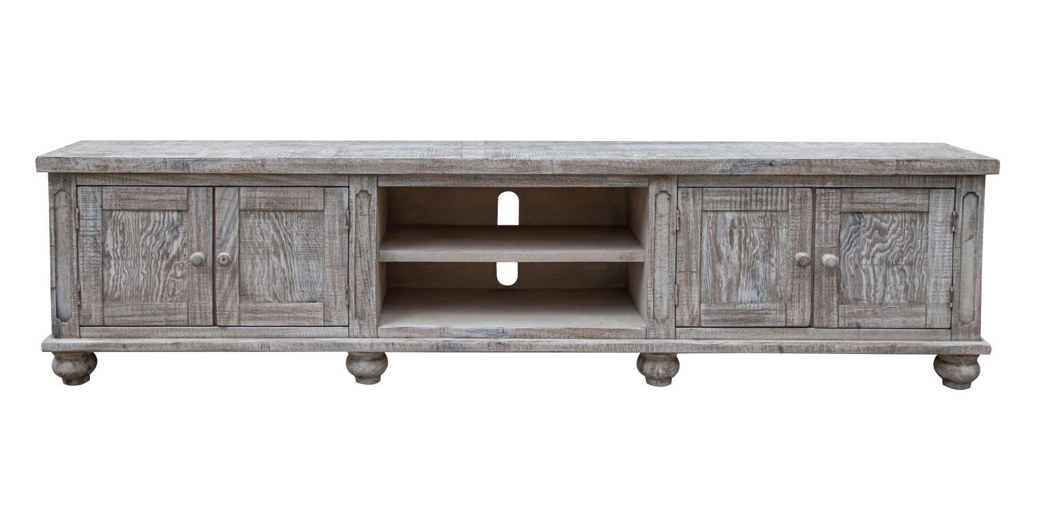 Aruba 93" TV Stand - White Sea Finish