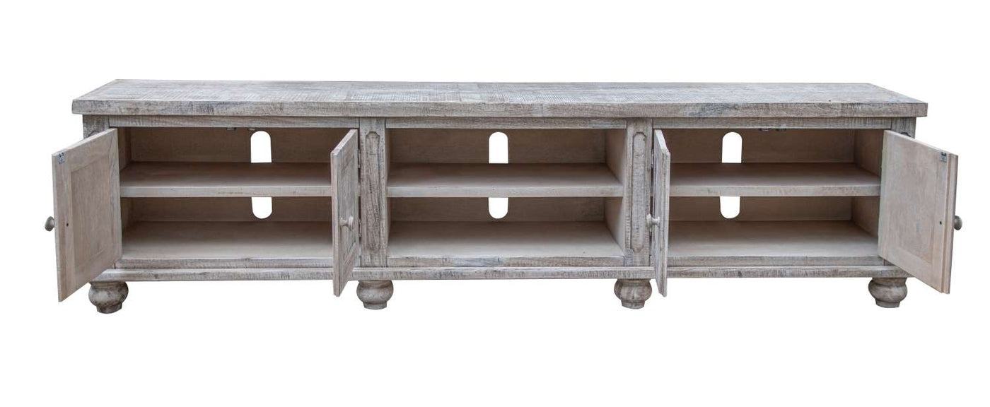 Aruba 93" TV Stand - White Sea Finish