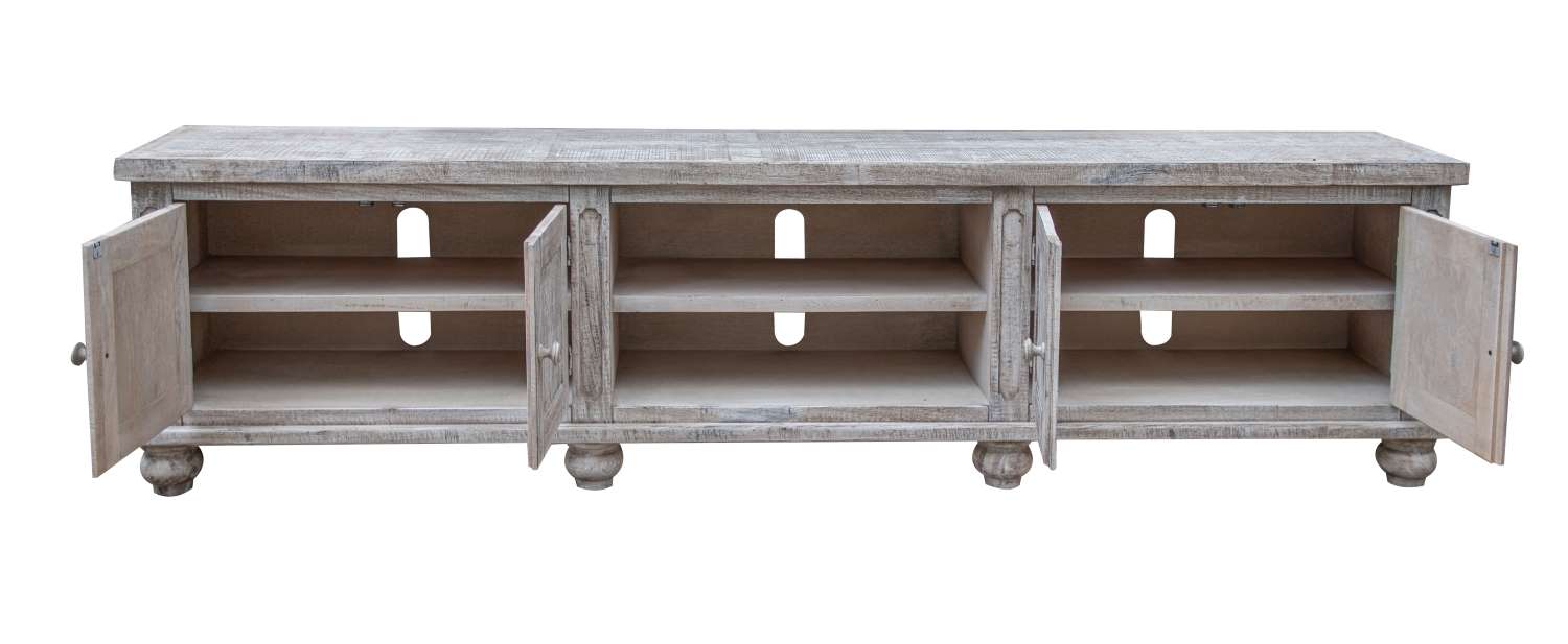 Aruba 93" TV Stand - White Sea Finish