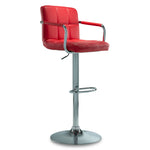 Kane Bar Height Stool - Red, Chrome