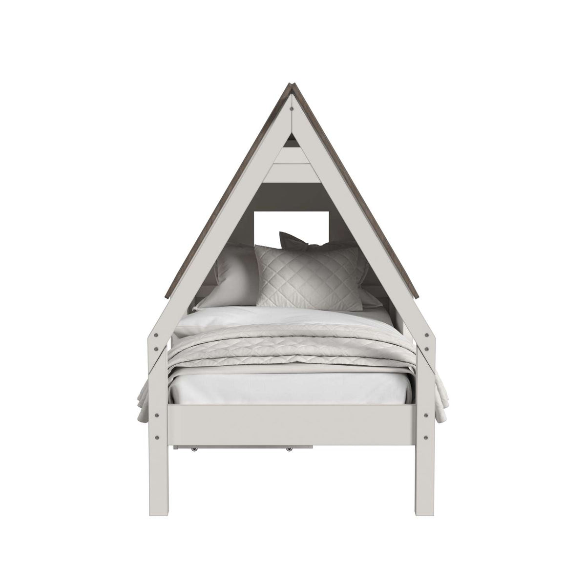 Lodge Twin Bed with Half Roof - Cream