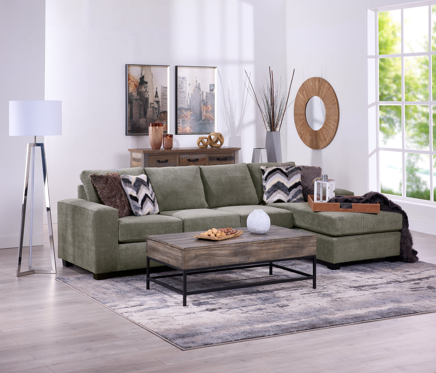Luna 2 Pc. Sectional with Reversible Chaise - Grey
