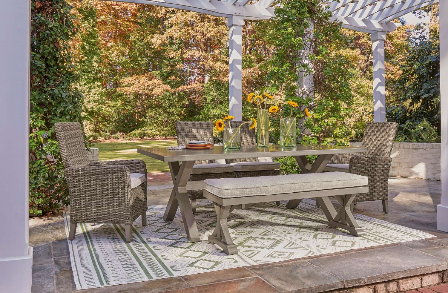 Beachcroft - 6-Piece Outdoor Dining - Beige, Brown