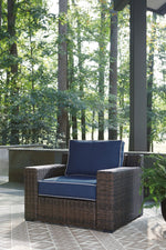 Grasson Lane - Outdoor Chair - Blue, Brown