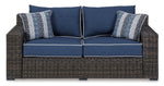 Grasson Lane - Outdoor Loveseat - Blue, Brown