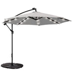Bumbershoot 10' Solar LED Offset Outdoor Umbrella - Light Stone Grey