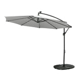 Bumbershoot 10' Solar LED Offset Outdoor Umbrella - Light Stone Grey