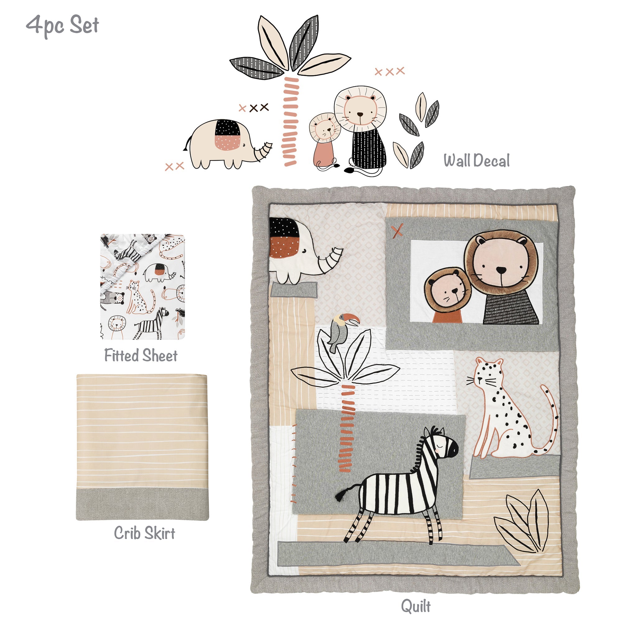 Patchwork Jungle 4-Piece Bedding Set