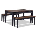 Raven Noir 3-Piece Dining Set with Benches - Ebony, Driftwood