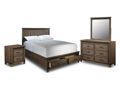 Rossco 6-Piece Queen Storage Bedroom Set - Rustic Oak