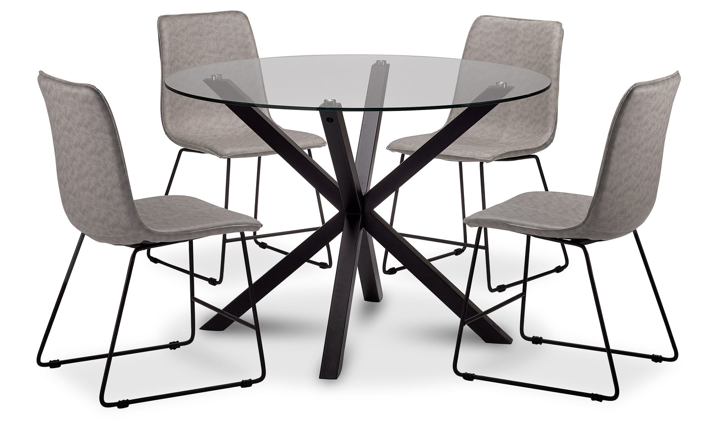 Robyn 5-Piece Round Dining Set - Black, Grey