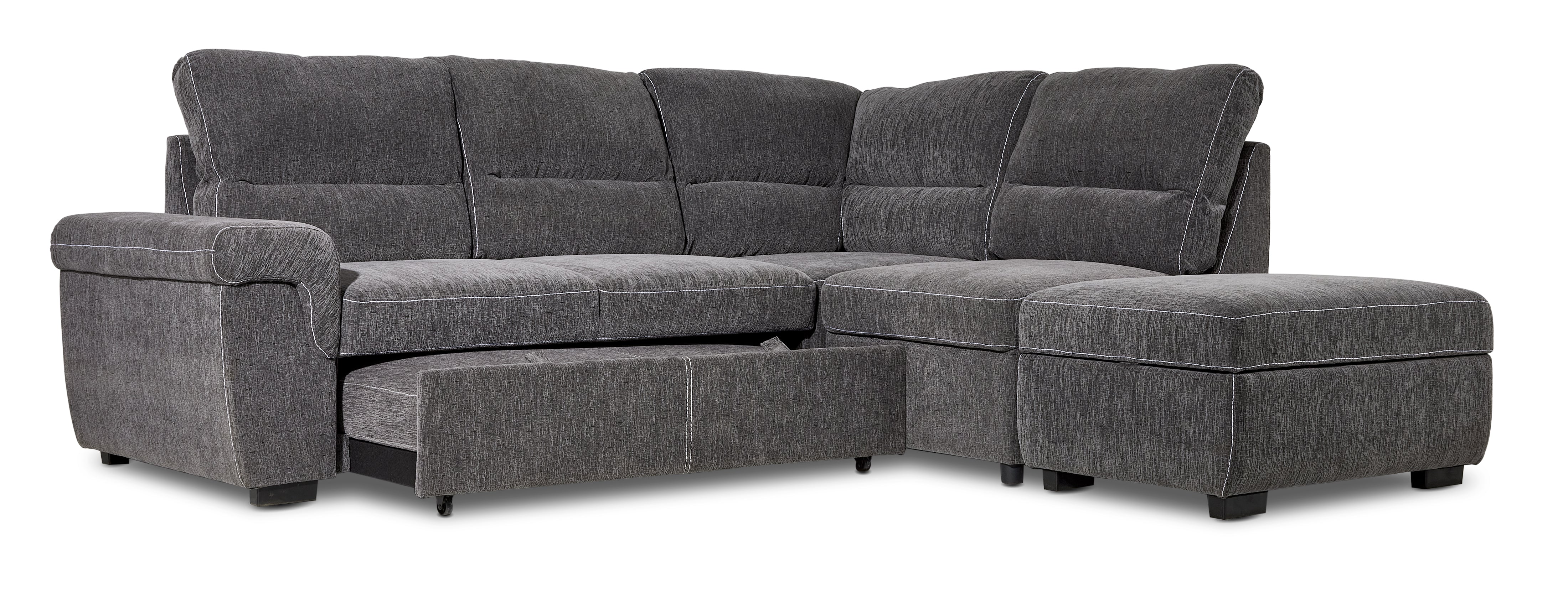 Serafina 4-Piece Sectional with Left Facing Pop-Up Bed - Charcoal