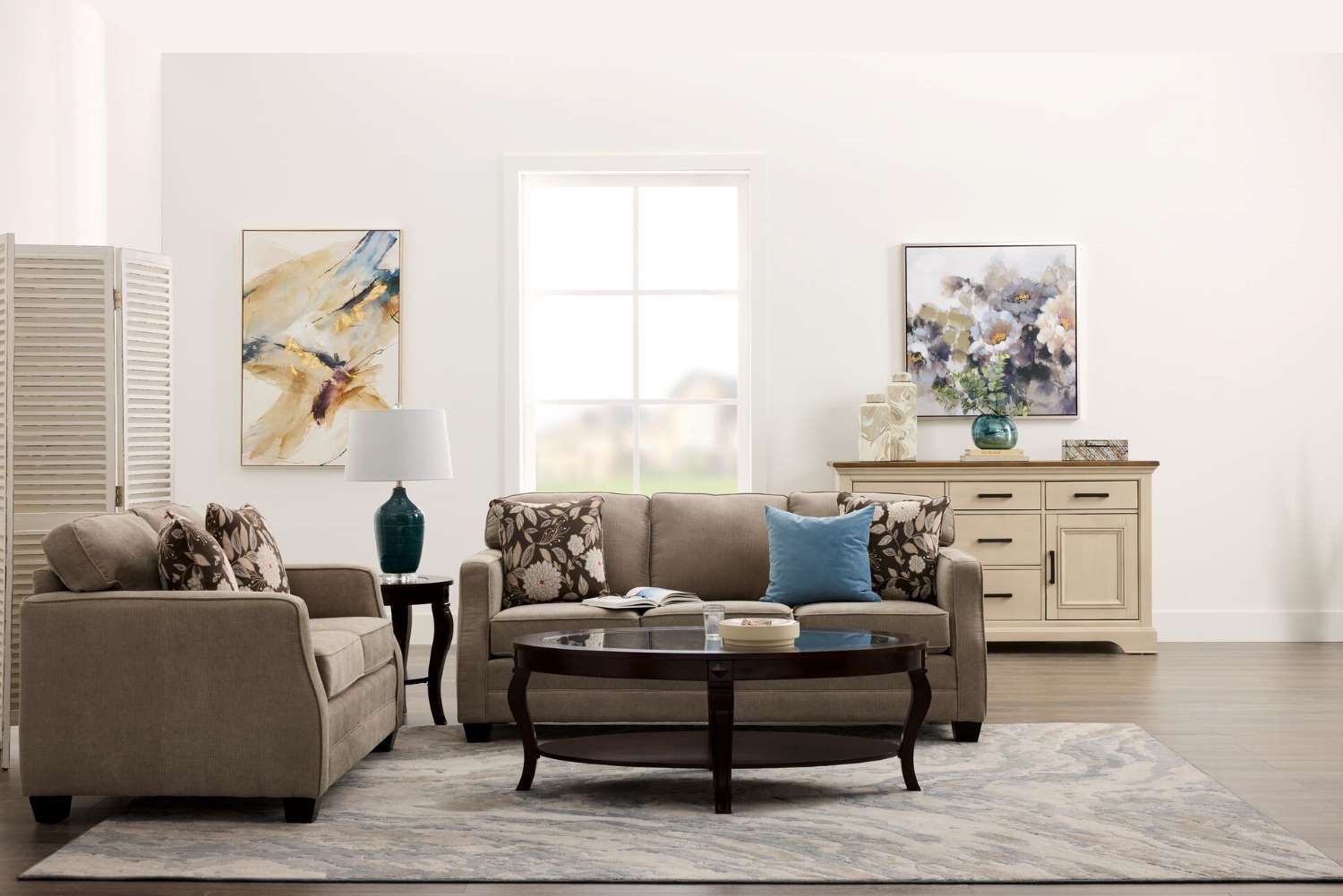 Agnes Sofa and Loveseat Set - Taupe