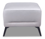 Aston Leather Ottoman - Light Grey