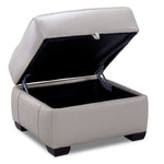 Avalon Leather Ottoman - Grey