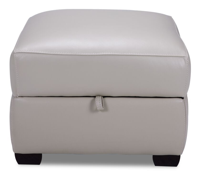 Avalon Leather Ottoman - Grey