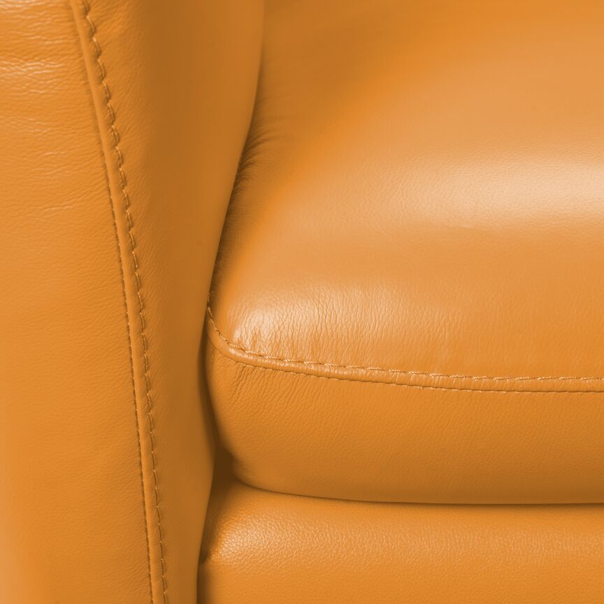 Carlino Leather Sofa, Loveseat and Chair Set - Honey Yellow