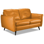 Carlino Leather Loveseat - Honey Yellow