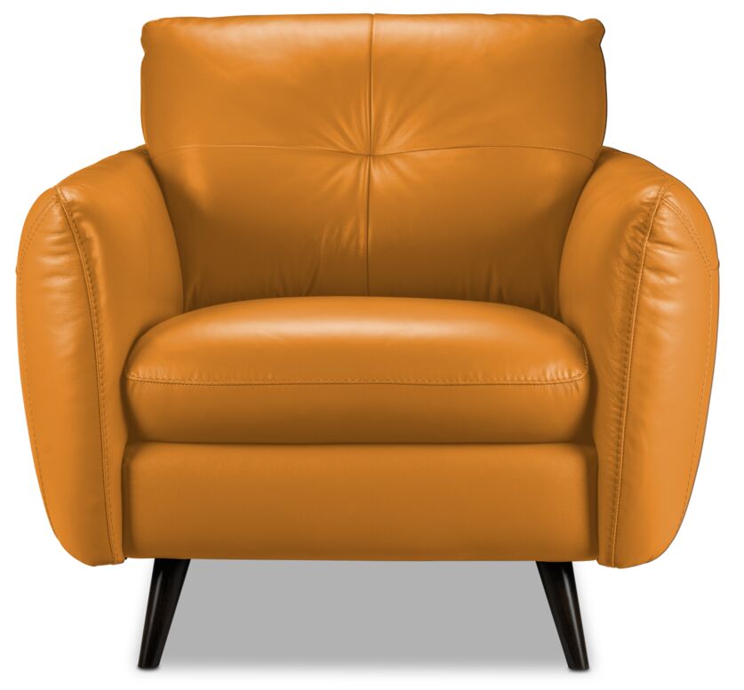 Carlino Leather Sofa and Chair Set - Honey Yellow