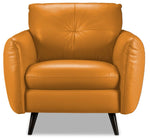 Carlino Leather Sofa, Loveseat and Chair Set - Honey Yellow