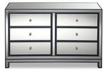 Crystal 6 Drawer Dresser - Mirrored Glass