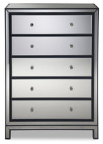 Crystal 5 Drawer Chest - Mirrored Glass