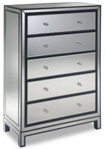 Crystal 5 Drawer Chest - Mirrored Glass