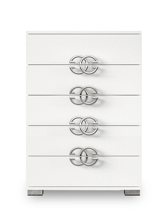 Dafne 5 Drawer Chest - White Lacquer