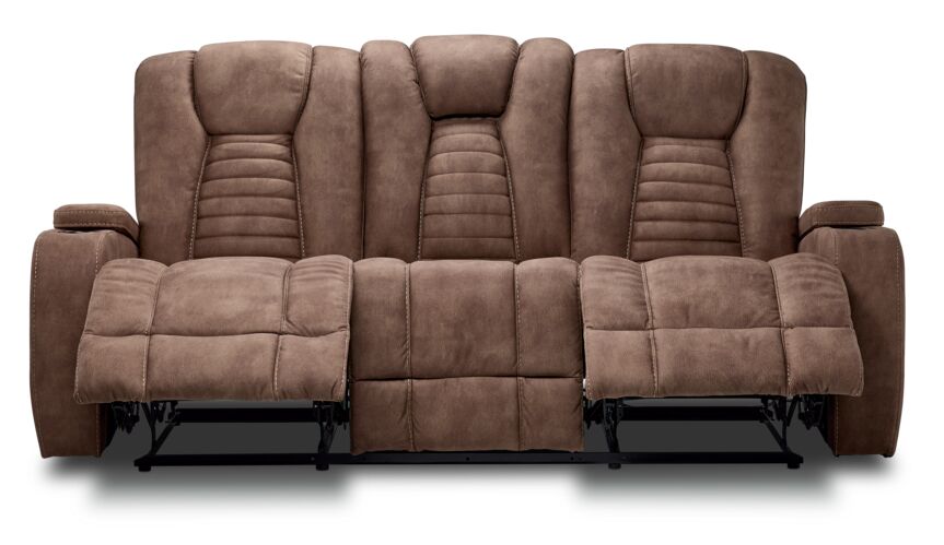 Dallas Reclining Sofa With Drop Down Table- Mocha