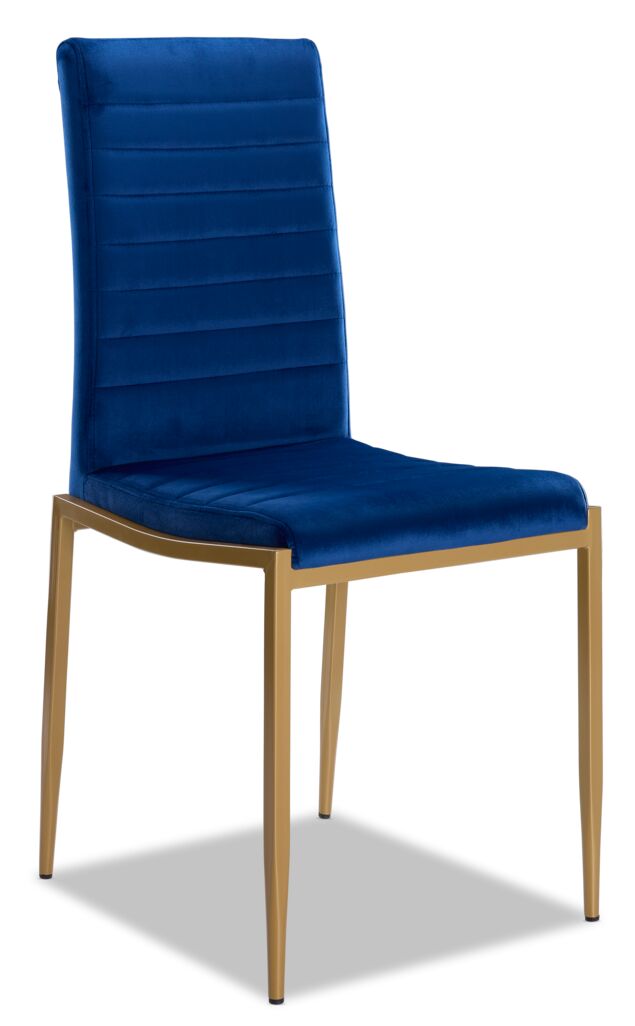 Darron 7-Piece Round Dining Set - Blue, Gold
