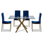 Darron 5-Piece Dining Set - Blue, Gold