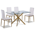 Darron 5-Piece Dining Set - White, Gold