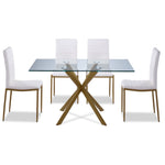 Darron 5-Piece Dining Set - White, Gold