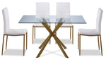 Darron 5-Piece Dining Set - White, Gold