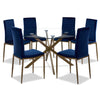 Darron 7-Piece Round Dining Set - Blue, Gold