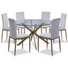 Darron 7-Piece Round Dining Set - White, Gold