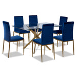 Darron 7-Piece Dining Set - Blue, Gold