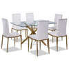 Darron 7-Piece Dining Set - White, Gold