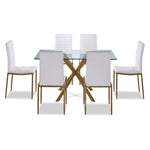 Darron 7-Piece Dining Set - White, Gold