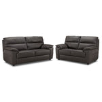 Toscana Leather Sofa and Loveseat Set-Grey