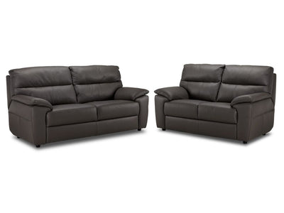 Toscana Leather Sofa and Loveseat Set-Grey