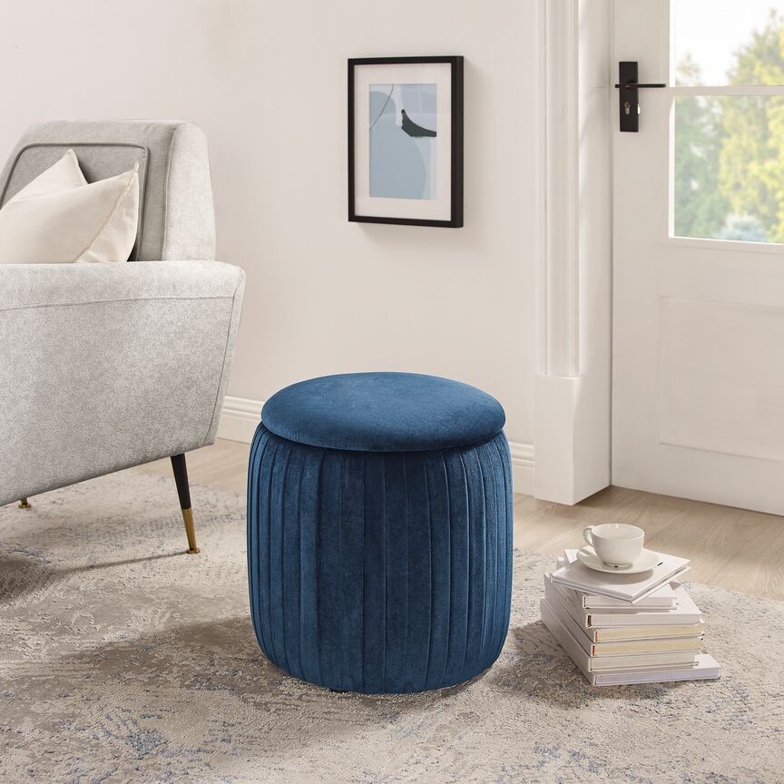 Elenora Storage Ottoman - Navy
