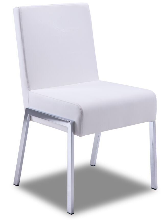 Ellis Side Chair -White, Chrome
