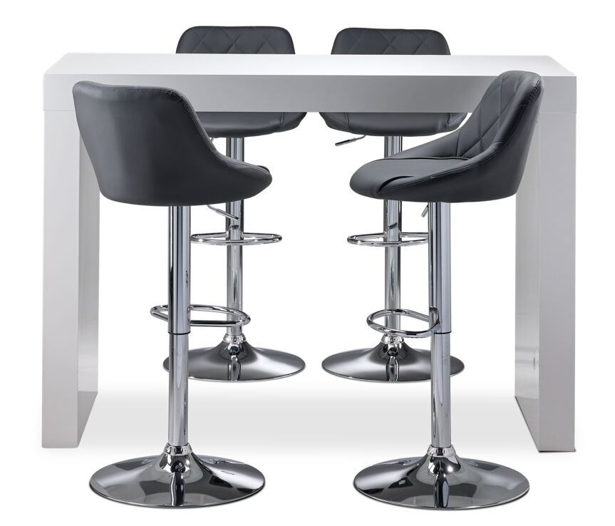 Emile II 5-Piece Bar Height Dining Set - White/Grey