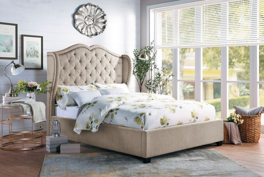 Evelyn 3-Piece King Bed - Beige