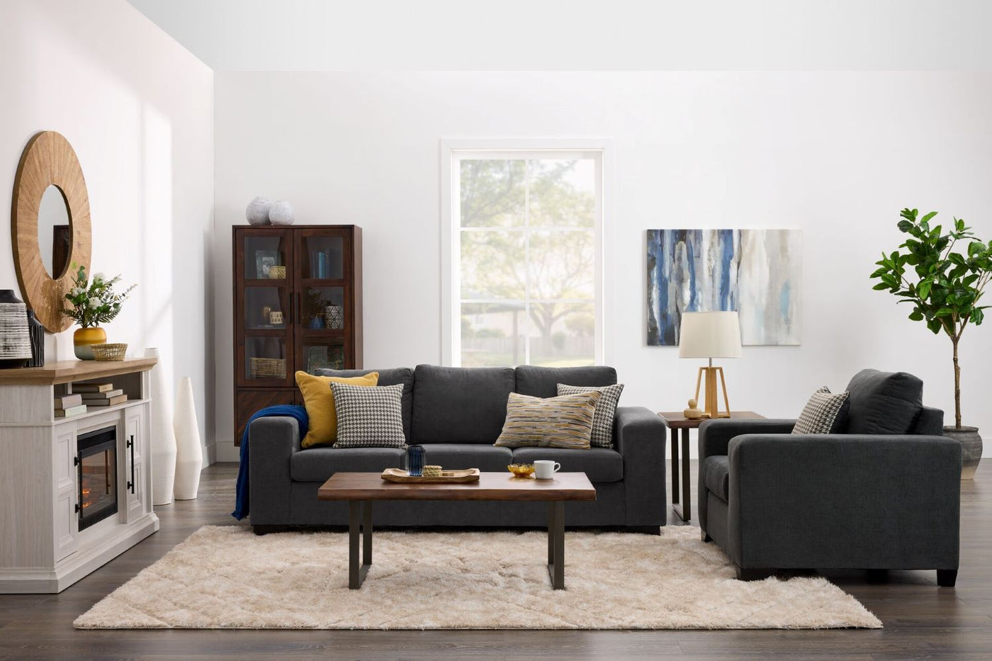 Fava 2 Pc. Living Room Package W/ Chair - Grey