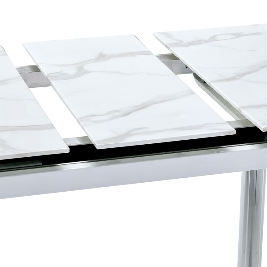 Fino Extendable Dining Table - Faux Marble, Chrome