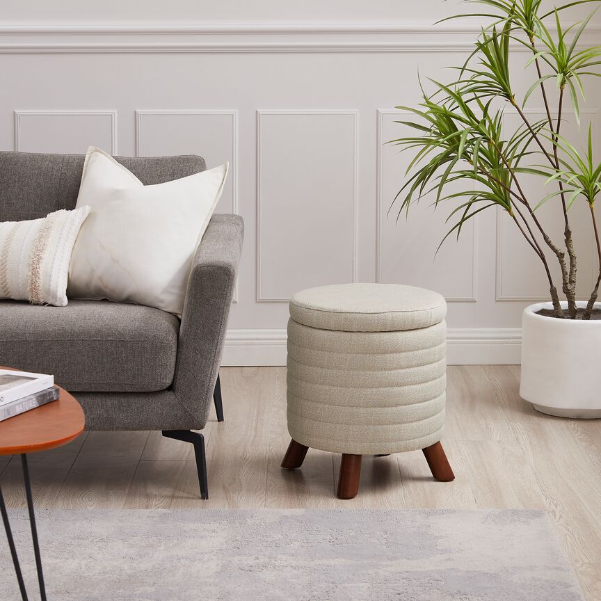 Fiona Storage Ottoman - Beige