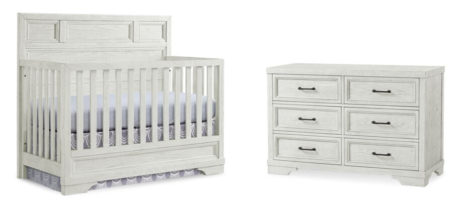 Foundry Convertible Crib and Dresser Package - White